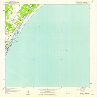 YellowMaps Magnolia Beach SC topo map, 1:24000 Scale, 7.5 X 7.5 Minute, Historical, 1942, Updated 1962, 26.7 x 22 in - Polypropylene