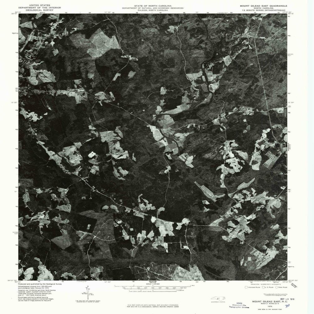 YellowMaps Mount Gilead East NC topo map, 1:24000 Scale, 7.5 X 7.5 Minute, Historical, 1976, Updated 1978, 26.7 x 21.8 in - Polypropylene