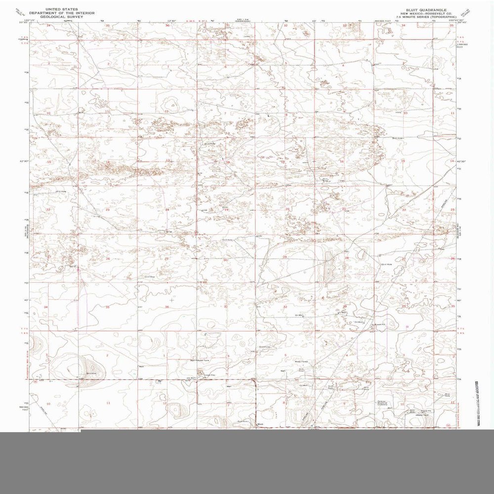 YellowMaps Bluit NM topo map, 1:24000 Scale, 7.5 X 7.5 Minute, Historical, 1972, Updated 1985, 27 x 22 in - Polypropylene