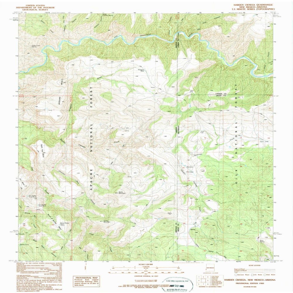 YellowMaps Harden Cienega NM topo map, 1:24000 Scale, 7.5 X 7.5 Minute, Historical, 1989, Updated 1990, 27 x 22 in - Polypropylene