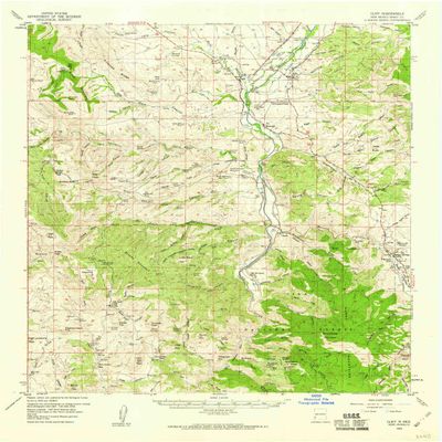 YellowMaps Cliff NM topo map, 1:62500 Scale, 15 X 15 Minute, Historical, 1959, Updated 1960, 21 x 17 in - Polypropylene