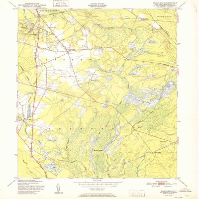 YellowMaps Indian Mills NJ topo map, 1:24000 Scale, 7.5 X 7.5 Minute, Historical, 1951, 26.8 x 22 in - Tyvek