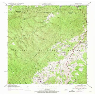 YellowMaps Laurel Bloomery TN topo map, 1:24000 Scale, 7.5 X 7.5 Minute, Historical, 1938, Updated 1974, 27.5 x 22 in - Polypropylene