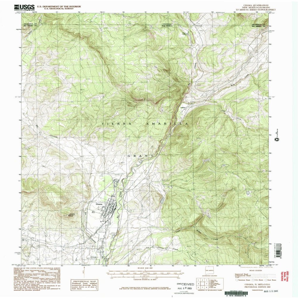 YellowMaps Chama NM topo map, 1:24000 Scale, 7.5 X 7.5 Minute, Historical, 1983, Updated 1983, 26.9 x 22 in - Polypropylene