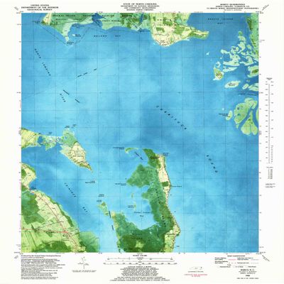 YellowMaps Barco NC topo map, 1:24000 Scale, 7.5 X 7.5 Minute, Historical, 1982, Updated 1987, 26.9 x 21.9 in - Tyvek