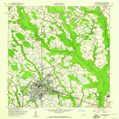YellowMaps Laurinburg NC topo map, 1:24000 Scale, 7.5 X 7.5 Minute, Historical, 1957, Updated 1960, 26.8 x 22 in - Tyvek