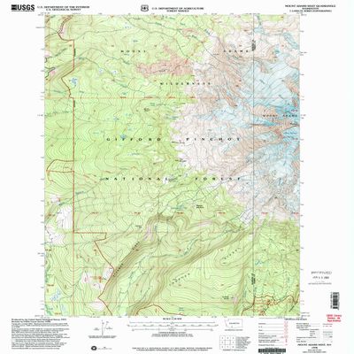 YellowMaps Mount Adams West WA topo map, 1:24000 Scale, 7.5 X 7.5 Minute, Historical, 1998, Updated 2003, 26.9 x 22.1 in - Polypropylene