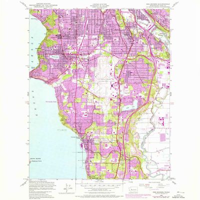 YellowMaps Des Moines WA topo map, 1:24000 Scale, 7.5 X 7.5 Minute, Historical, 1949, Updated 1976, 26.8 x 22 in - Tyvek