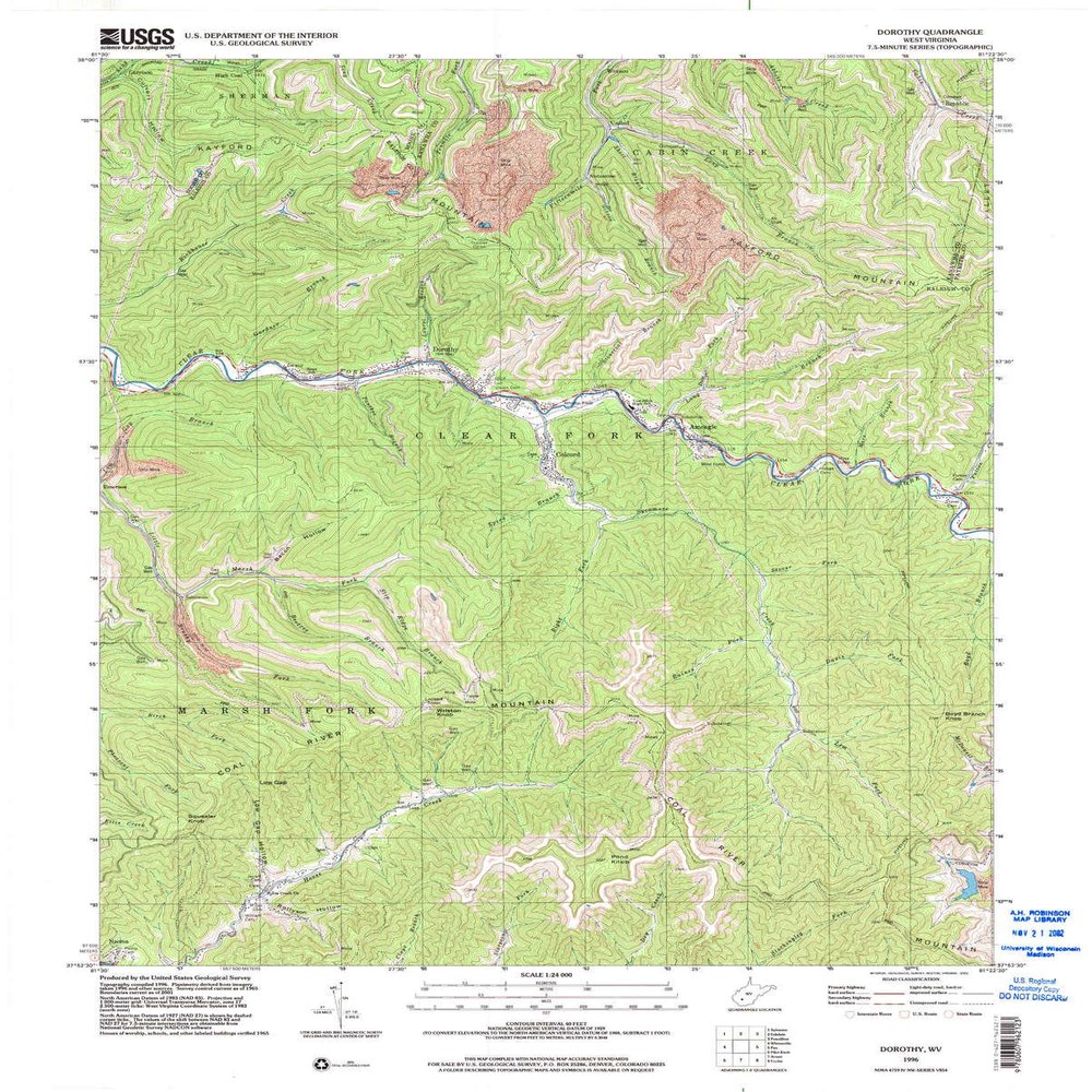 YellowMaps Dorothy WV topo map, 1:24000 Scale, 7.5 X 7.5 Minute, Historical, 1996, Updated 2002, 27.4 x 22 in - Polypropylene