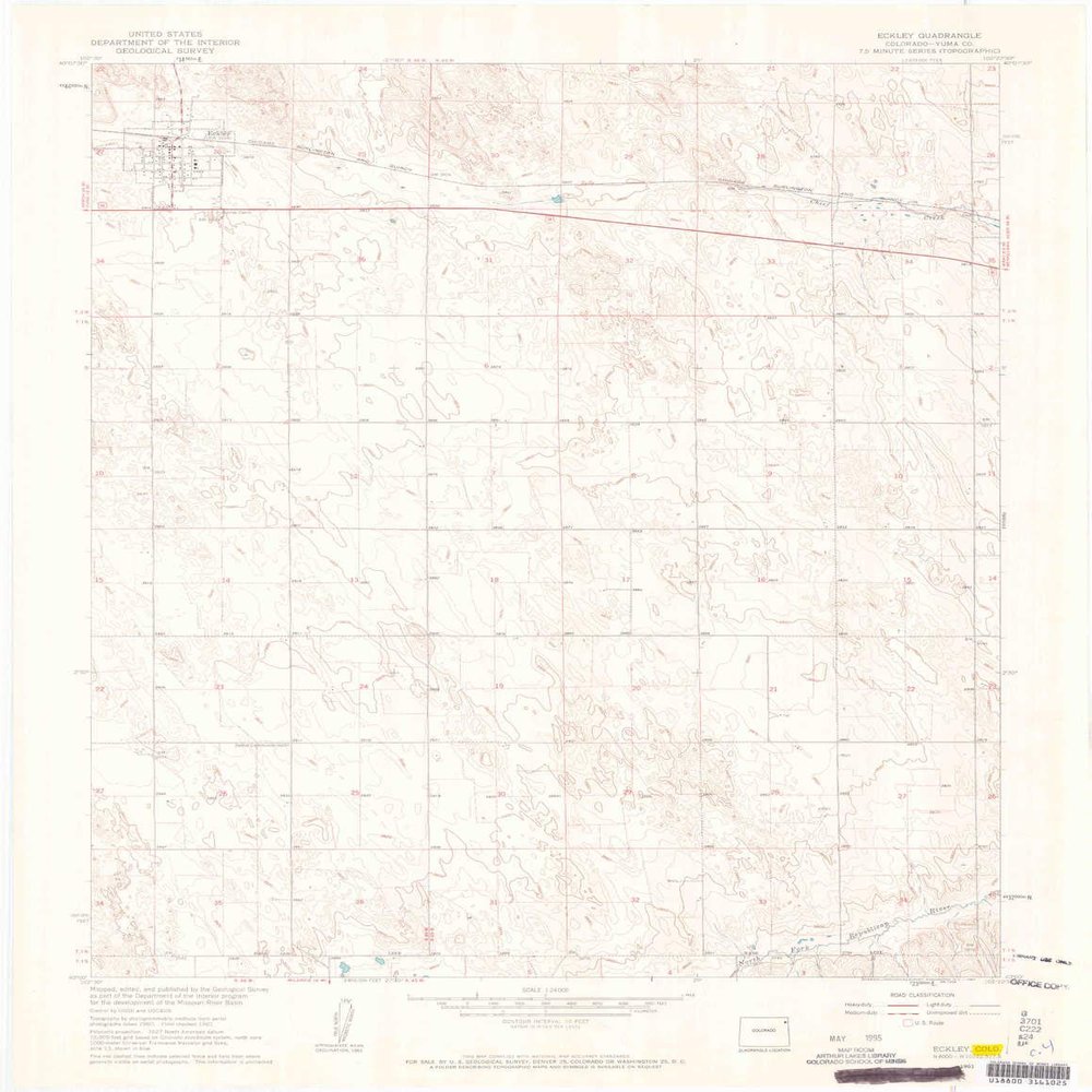 YellowMaps Eckley CO topo map, 1:24000 Scale, 7.5 X 7.5 Minute, Historical, 1961, Updated 1963, 27.2 x 21 in - Polypropylene