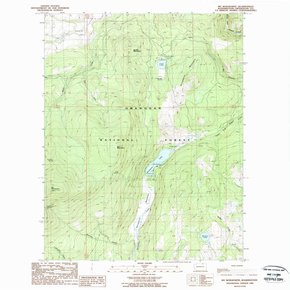 YellowMaps Mt Bonaparte WA topo map, 1:24000 Scale, 7.5 X 7.5 Minute, Historical, 1988, Updated 1988, 27.1 x 22.2 in - Polypropylene