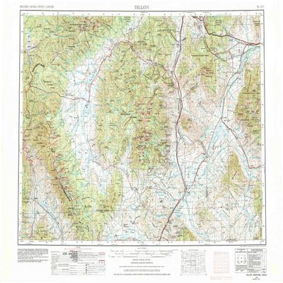 Dillon MT topo map, 1:250000 Scale, 1 X 2 Degree, Historical, 1955, Updated 1978, 22.1 x 29.2 in - Tyvek