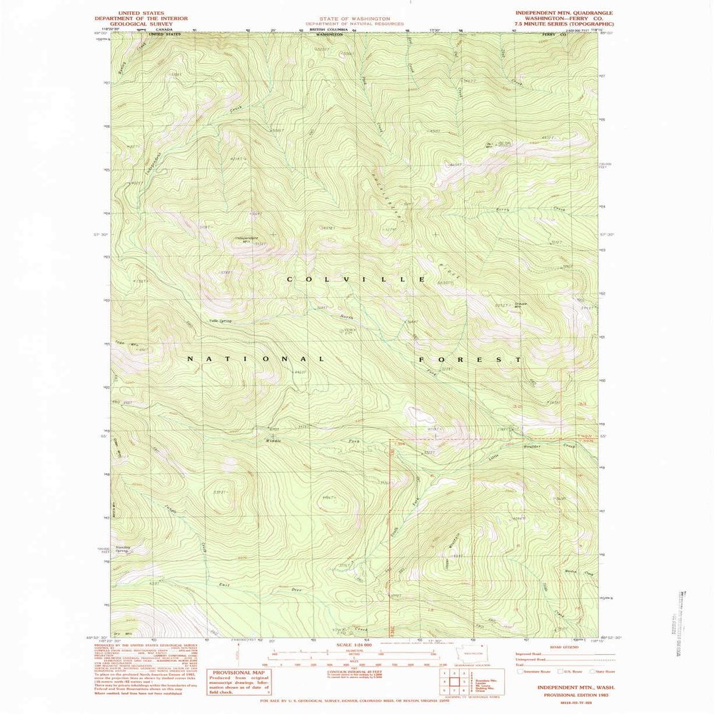 YellowMaps Independent MTN WA topo map, 1:24000 Scale, 7.5 X 7.5 Minute, Historical, 1983, Updated 1983, 27.2 x 22.2 in - Polypropylene