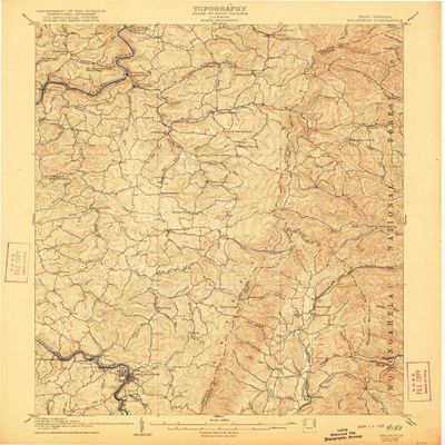 YellowMaps Belington WV topo map, 1:62500 Scale, 15 X 15 Minute, Historical, 1907, Updated 1921, 19.9 x 16.5 in - Polypropylene