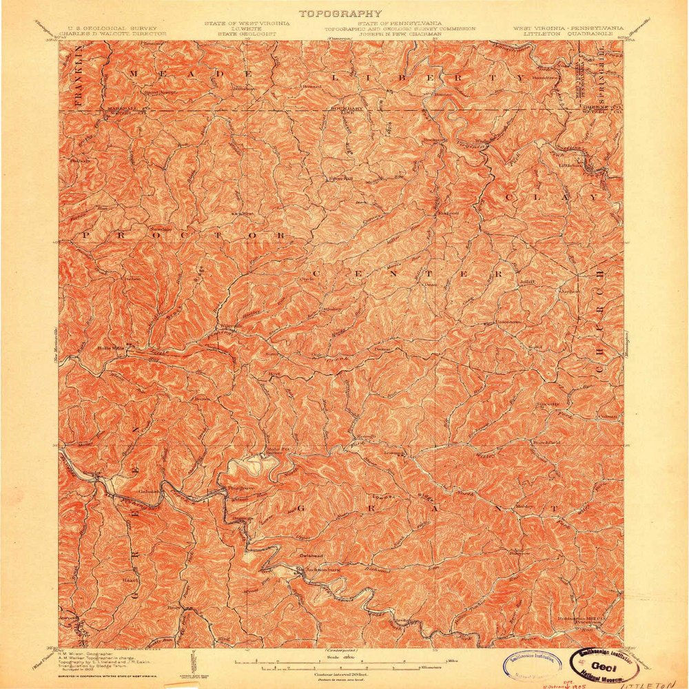 YellowMaps Littleton WV topo map, 1:62500 Scale, 15 X 15 Minute, Historical, 1903, 19.8 x 16.5 in - Tyvek