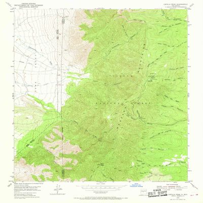 YellowMaps Capilla Peak NM topo map, 1:24000 Scale, 7.5 X 7.5 Minute, Historical, 1954, Updated 1969, 26.9 x 22 in - Polypropylene