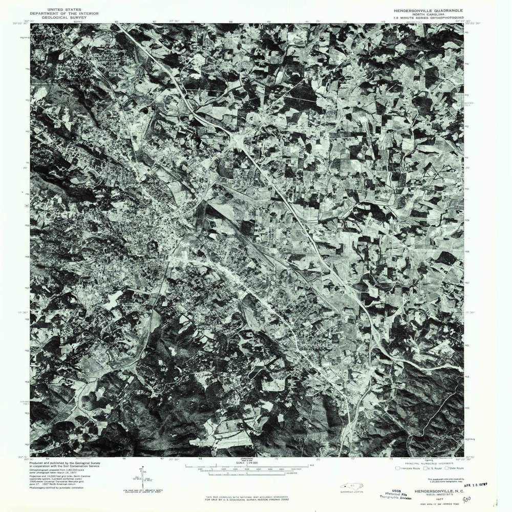 YellowMaps Hendersonville NC topo map, 1:24000 Scale, 7.5 X 7.5 Minute, Historical, 1977, Updated 1979, 26.8 x 21.9 in - Polypropylene
