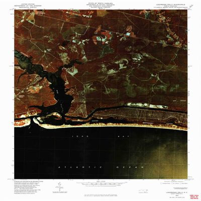 YellowMaps Lockwoods Folly NC topo map, 1:24000 Scale, 7.5 X 7.5 Minute, Historical, 1980, Updated 1985, 26.9 x 22 in - Polypropylene