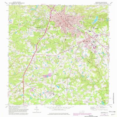 YellowMaps Sanford NC topo map, 1:24000 Scale, 7.5 X 7.5 Minute, Historical, 1974, Updated 1982, 26.7 x 21.7 in - Polypropylene