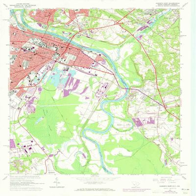 YellowMaps Augusta East GA topo map, 1:24000 Scale, 7.5 X 7.5 Minute, Historical, 1965, Updated 1973, 27 x 22 in - Tyvek