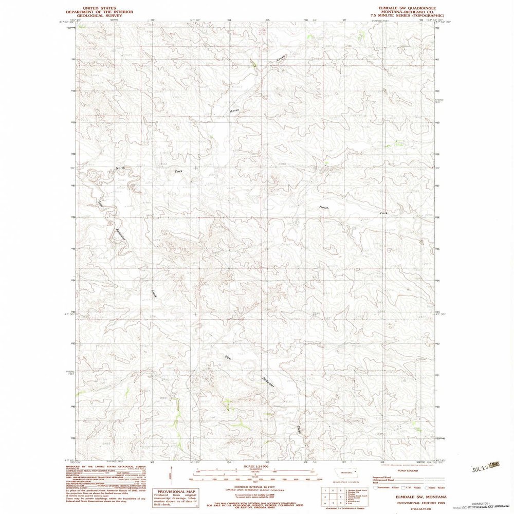 YellowMaps Elmdale SW MT topo map, 1:24000 Scale, 7.5 X 7.5 Minute, Historical, 1983, Updated 1983, 26.9 x 22.1 in - Polypropylene