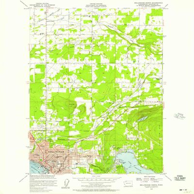 Bellingham North WA topo map, 1:24000 Scale, 7.5 X 7.5 Minute, Historical, 1954, Updated 1957, 26.8 x 22 in - Tyvek