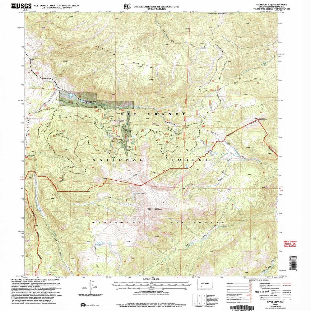 YellowMaps Spar City CO topo map, 1:24000 Scale, 7.5 X 7.5 Minute, Historical, 2001, Updated 2005, 26.7 x 22.1 in - Polypropylene