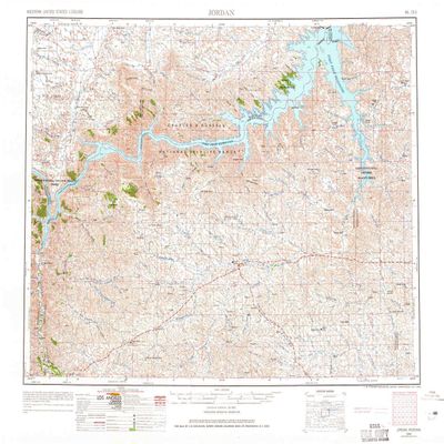 YellowMaps Jordan MT topo map, 1:250000 Scale, 1 X 2 Degree, Historical, 1954, Updated 1965, 22.2 x 27.7 in - Tyvek