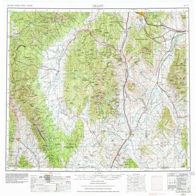 Dillon MT topo map, 1:250000 Scale, 1 X 2 Degree, Historical, 1955, Updated 1978, 22 x 27.2 in - Polypropylene