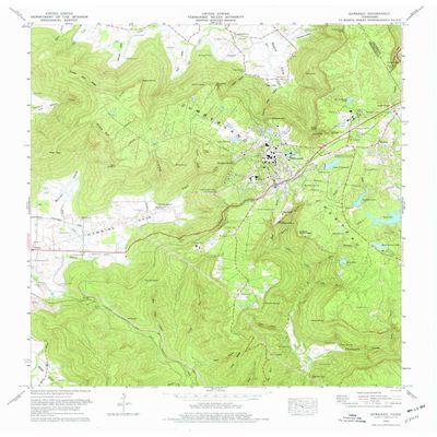 YellowMaps Sewanee TN topo map, 1:24000 Scale, 7.5 X 7.5 Minute, Historical, 1974, Updated 1977, 27.5 x 22 in - Polypropylene