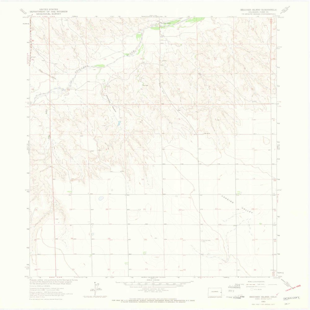 YellowMaps Beecher Island CO topo map, 1:24000 Scale, 7.5 X 7.5 Minute, Historical, 1963, Updated 1965, 27.3 x 22 in - Polypropylene
