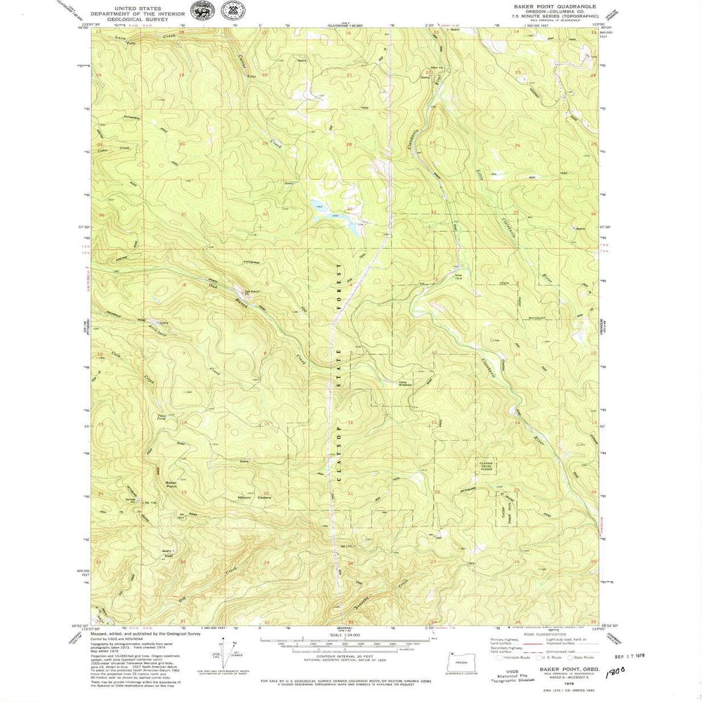 YellowMaps Baker Point OR topo map, 1:24000 Scale, 7.5 X 7.5 Minute, Historical, 1979, Updated 1979, 26.8 x 22 in - Polypropylene
