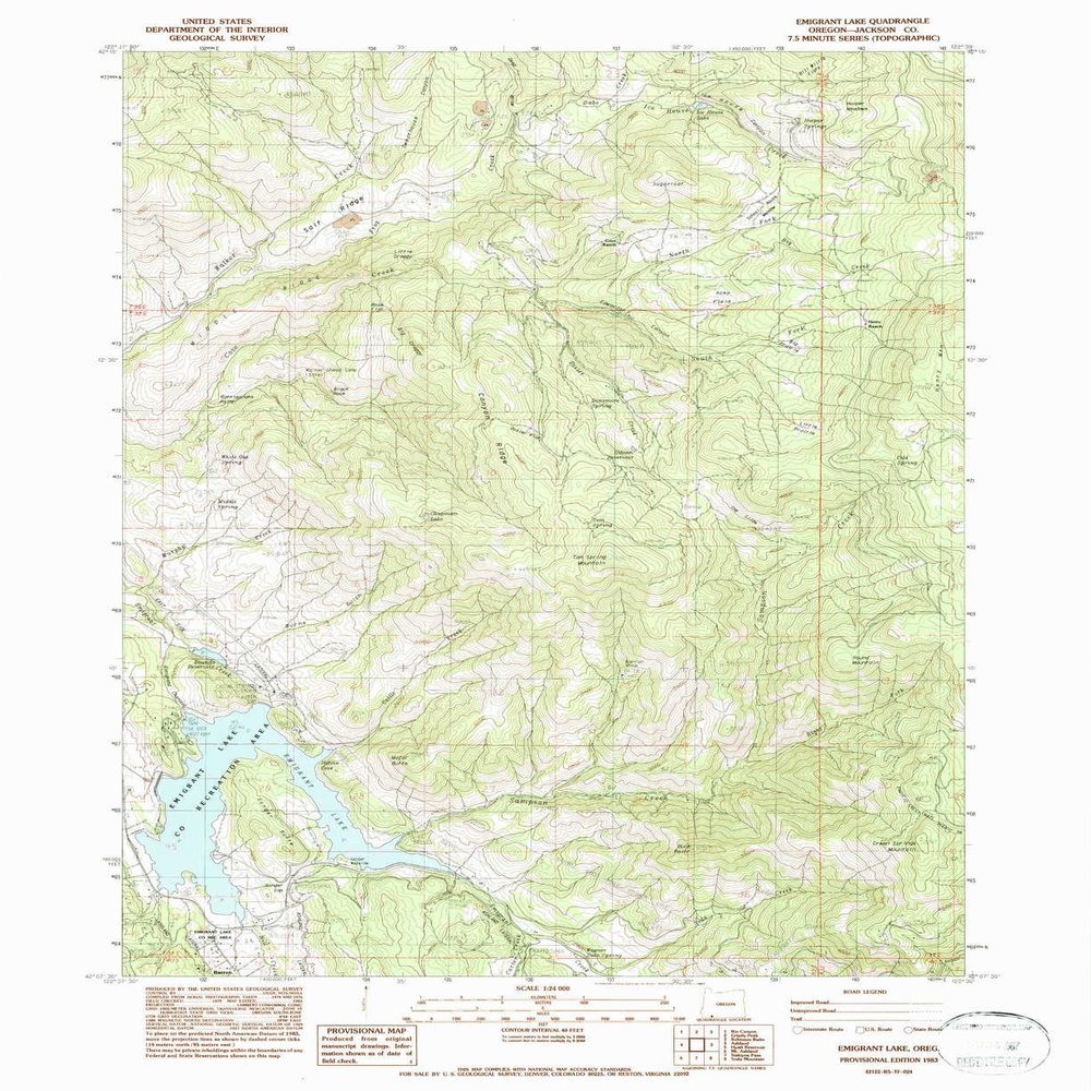YellowMaps Emigrant Lake OR topo map, 1:24000 Scale, 7.5 X 7.5 Minute, Historical, 1983, Updated 1987, 26.8 x 21.9 in - Polypropylene