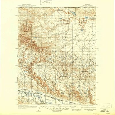 YellowMaps Cherry Ridge MT topo map, 1:125000 Scale, 30 X 30 Minute, Historical, 1913, Updated 1946, 20.8 x 17.1 in - Polypropylene