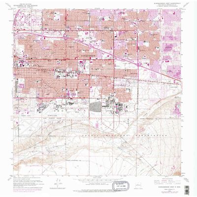 YellowMaps Albuquerque East NM topo map, 1:24000 Scale, 7.5 X 7.5 Minute, Historical, 1960, Updated 1975, 27 x 22 in - Tyvek