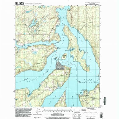 YellowMaps Squaxin Island WA topo map, 1:24000 Scale, 7.5 X 7.5 Minute, Historical, 1997, Updated 2003, 26.8 x 22 in - Polypropylene