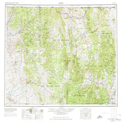 YellowMaps Aztec NM topo map, 1:250000 Scale, 1 X 2 Degree, Historical, 1954, Updated 1975, 22 x 31.5 in - Polypropylene