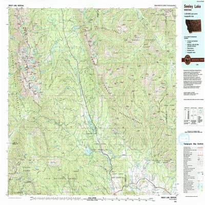 Seeley Lake MT topo map, 1:100000 Scale, 30 X 60 Minute, Historical, 1993, Updated 1993, 24.1 x 36.4 in - Polypropylene