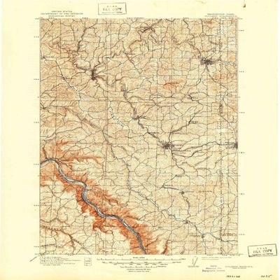 YellowMaps Pullman WA topo map, 1:125000 Scale, 30 X 30 Minute, Historical, 1910, Updated 1947, 20.8 x 17.1 in - Polypropylene