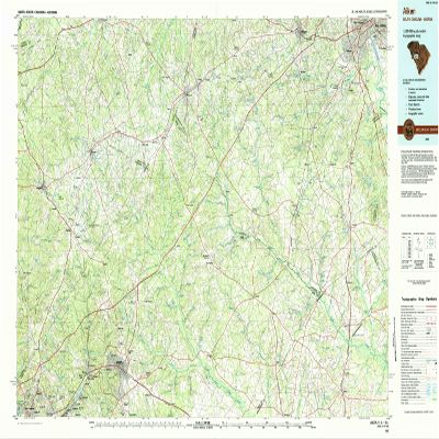 YellowMaps Aiken SC topo map, 1:100000 Scale, 30 X 60 Minute, Historical, 1983, Updated 1984, 24.1 x 43.2 in - Polypropylene
