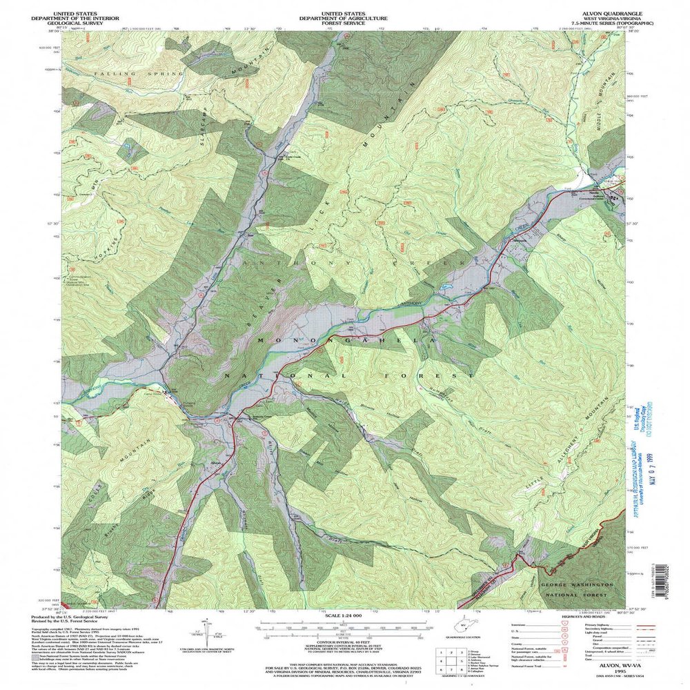 YellowMaps Alvon WV topo map, 1:24000 Scale, 7.5 X 7.5 Minute, Historical, 1995, Updated 1998, 27 x 21.9 in - Polypropylene
