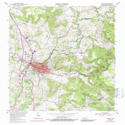 YellowMaps Sparta TN topo map, 1:24000 Scale, 7.5 X 7.5 Minute, Historical, 1954, Updated 1980, 27.4 x 22 in - Tyvek