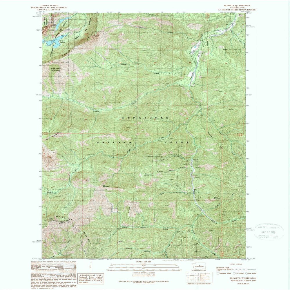 YellowMaps Blewett WA topo map, 1:24000 Scale, 7.5 X 7.5 Minute, Historical, 1989, Updated 1989, 27.1 x 22.1 in - Polypropylene