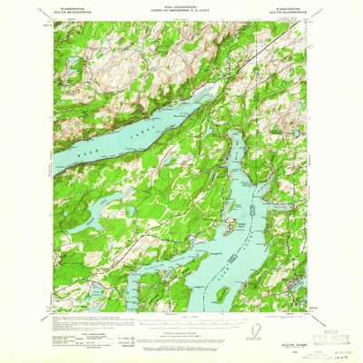 YellowMaps Allyn WA topo map, 1:62500 Scale, 15 X 15 Minute, Historical, 1938, Updated 1962, 21.9 x 17 in - Tyvek