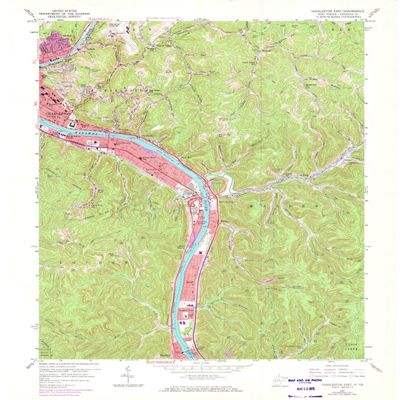 YellowMaps Charleston East WV topo map, 1:24000 Scale, 7.5 X 7.5 Minute, Historical, 1957, Updated 1973, 26.9 x 22.1 in - Polypropylene