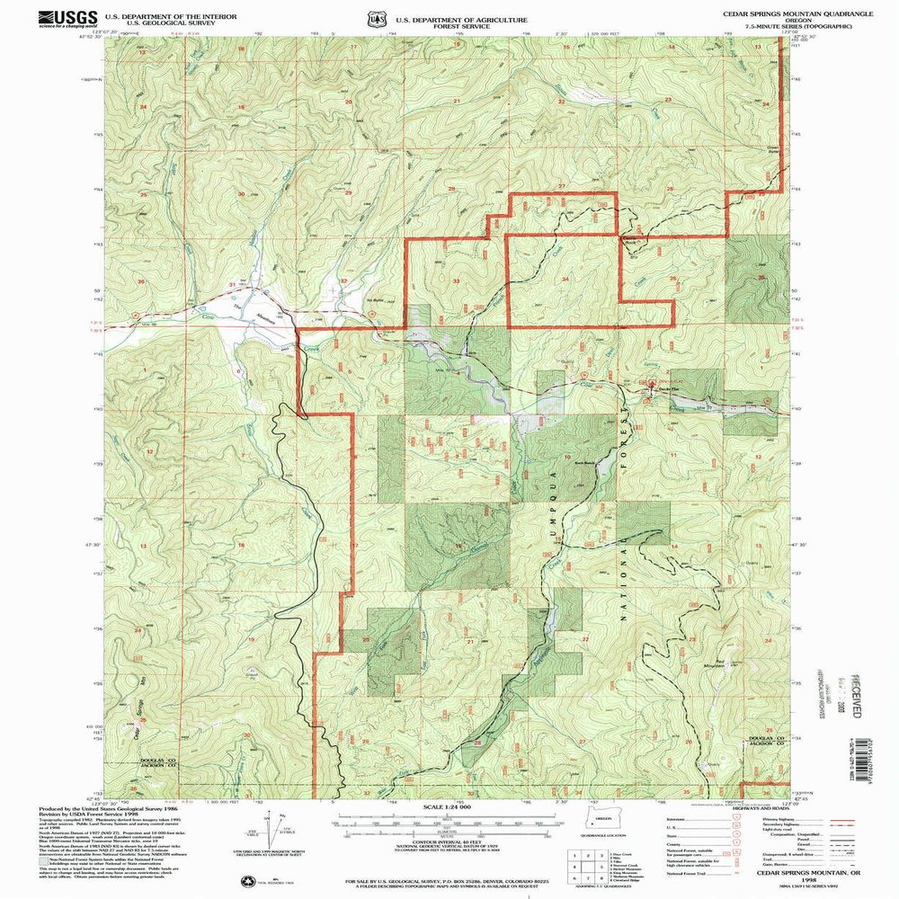 YellowMaps Cedar Springs Mountain OR topo map, 1:24000 Scale, 7.5 X 7.5 Minute, Historical, 1998, Updated 2000, 26.8 x 21.9 in - Polypropylene