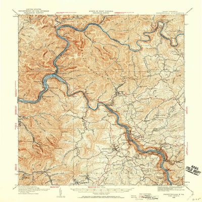YellowMaps Fayetteville WV topo map, 1:62500 Scale, 15 X 15 Minute, Historical, 1928, Updated 1960, 20.7 x 16.8 in - Polypropylene