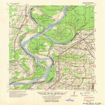 Mellwood AR topo map, 1:62500 Scale, 15 X 15 Minute, Historical, 1954, Updated 1954, 21.9 x 18 in - Polypropylene