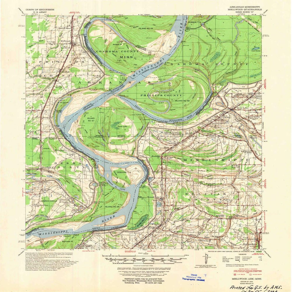 Mellwood AR topo map, 1:62500 Scale, 15 X 15 Minute, Historical, 1954, Updated 1954, 21.9 x 18 in - Polypropylene