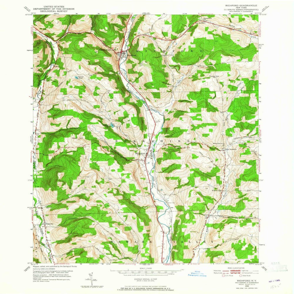 YellowMaps Richford NY topo map, 1:24000 Scale, 7.5 X 7.5 Minute, Historical, 1950, Updated 1971, 26.9 x 22.1 in - Tyvek